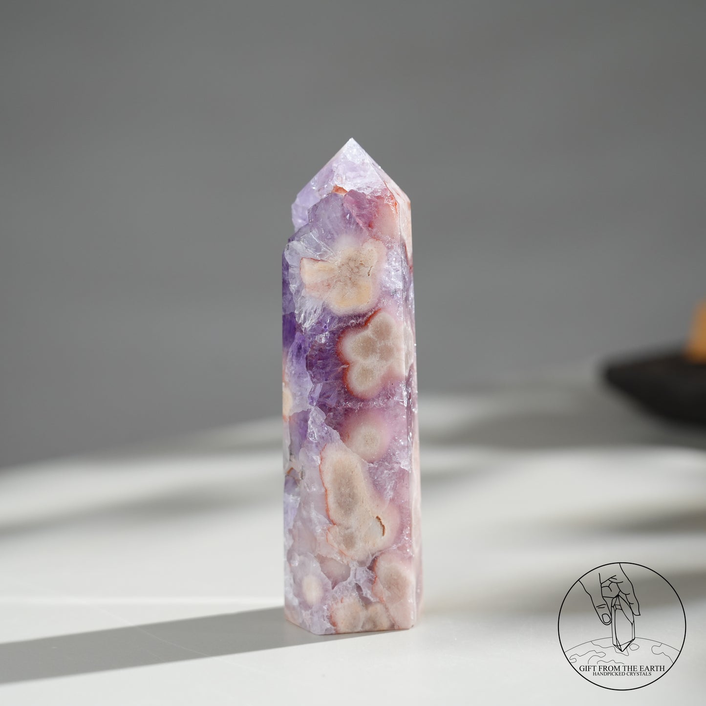 巴西粉紅紫水晶櫻花瑪瑙柱