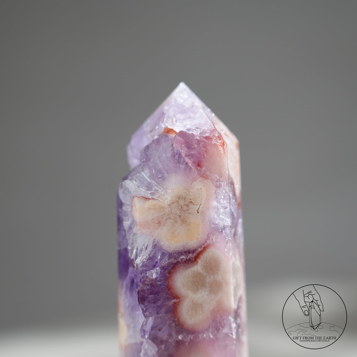 巴西粉紅紫水晶櫻花瑪瑙柱