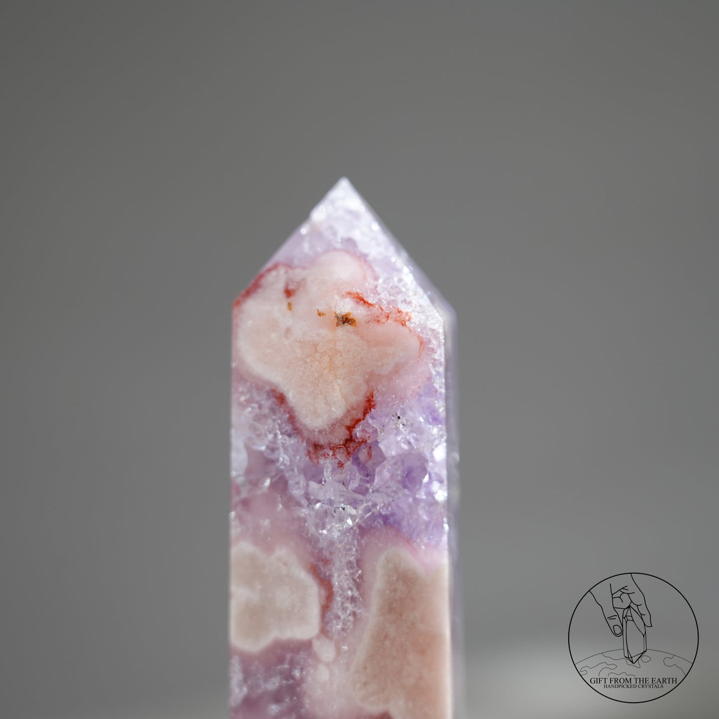 巴西粉紅紫水晶櫻花瑪瑙柱