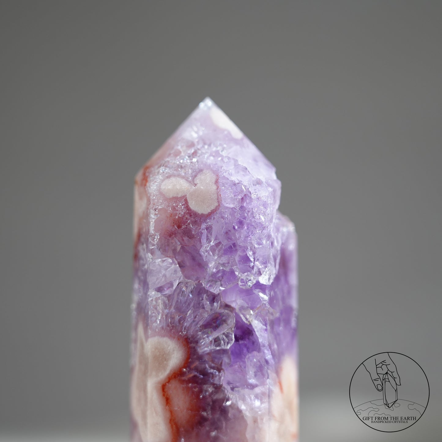 巴西粉紅紫水晶櫻花瑪瑙柱