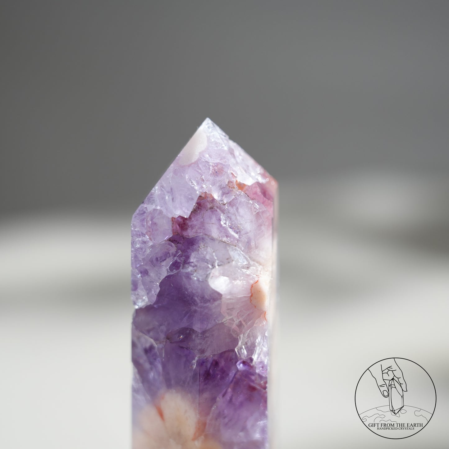 巴西粉紅紫水晶櫻花瑪瑙柱