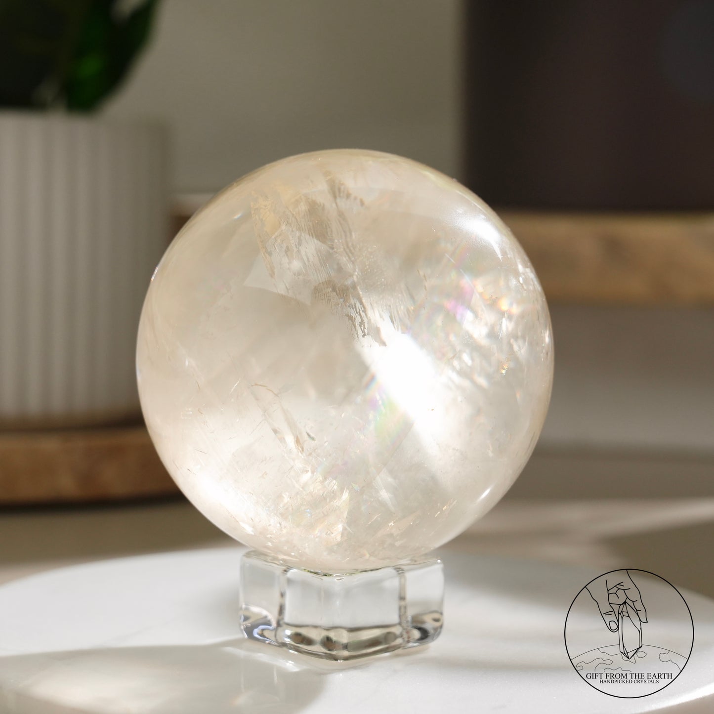 彩虹黃方解石球