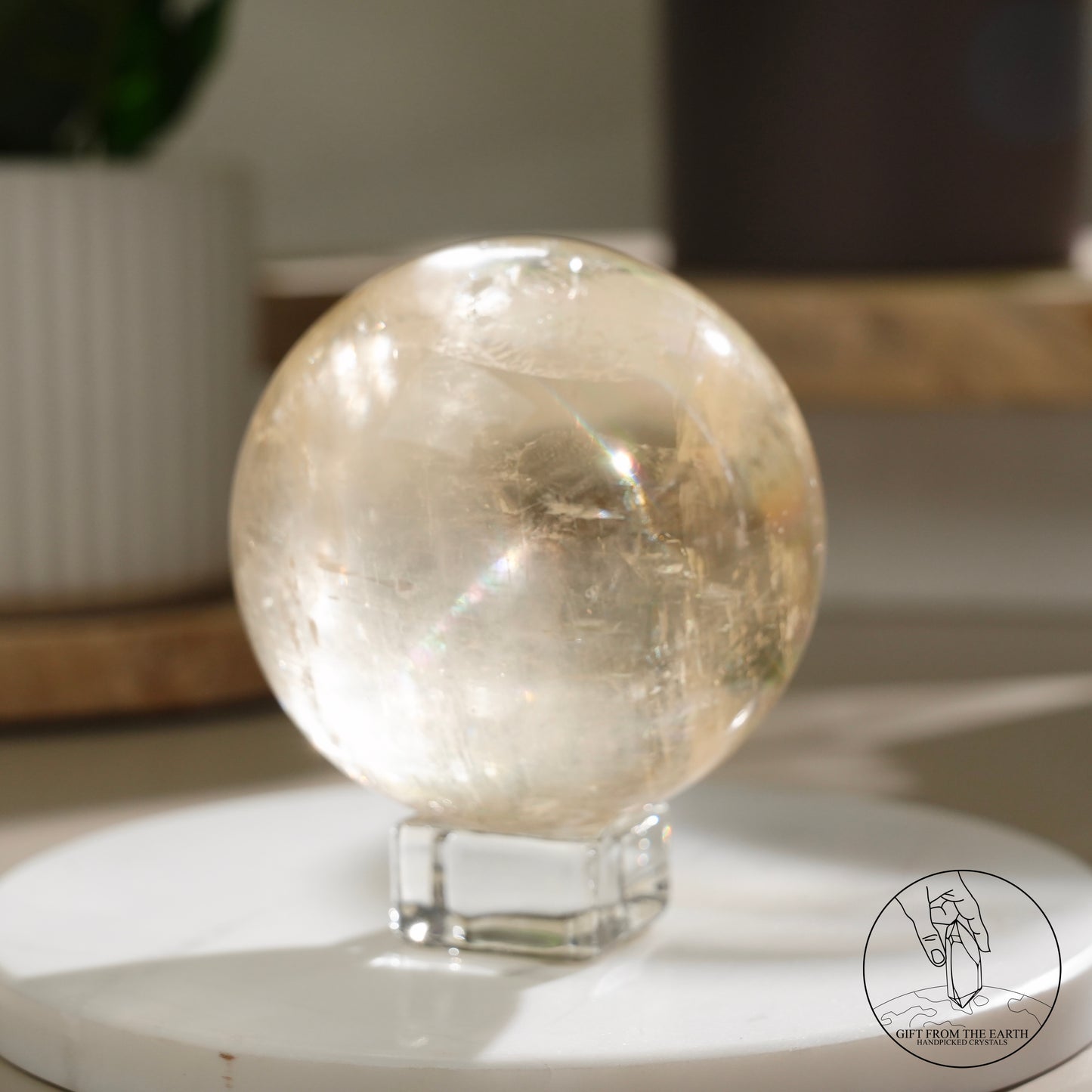 彩虹黃方解石球