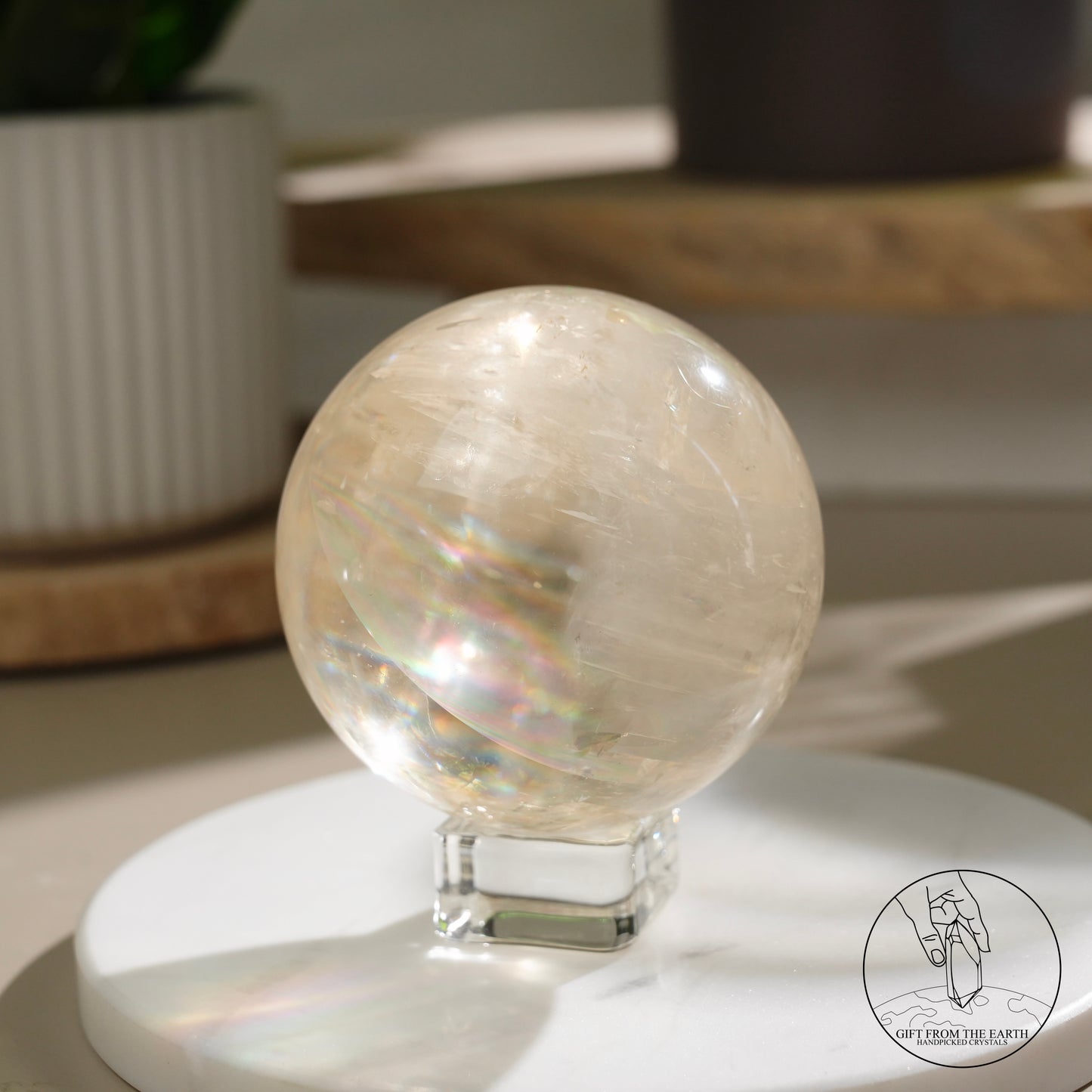 彩虹黃方解石球