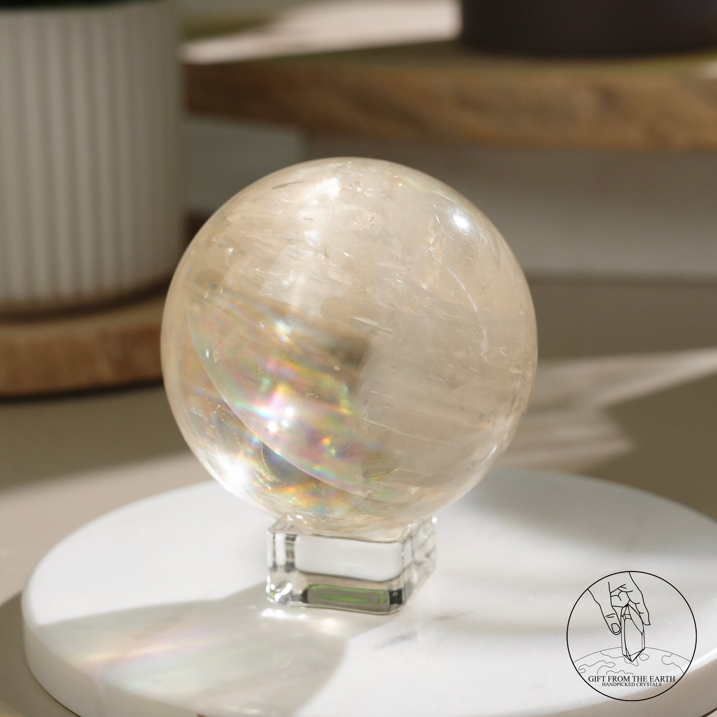 彩虹黃方解石球