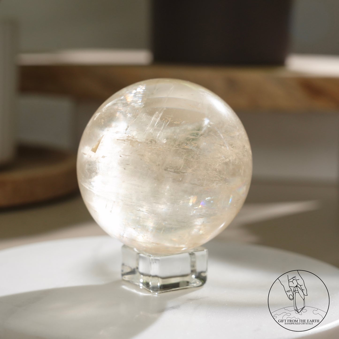 彩虹黃方解石球