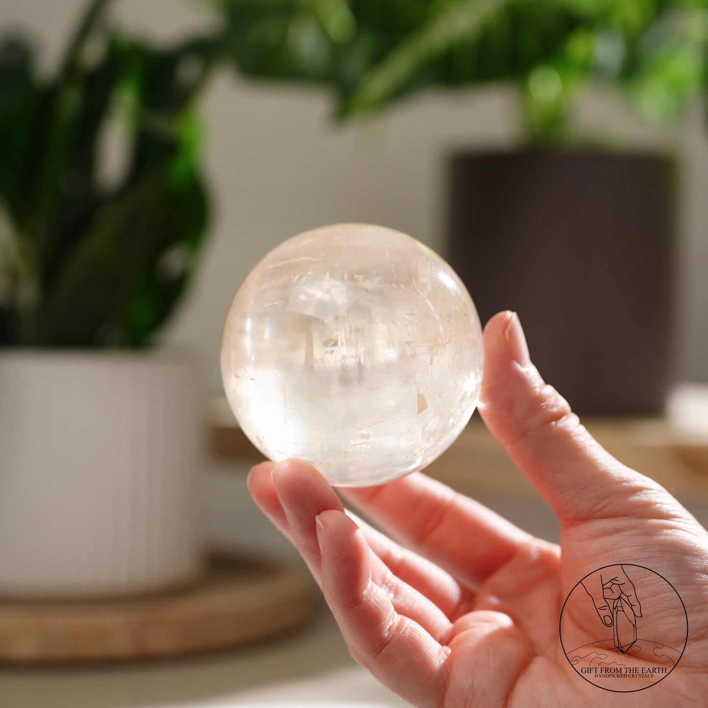 彩虹黃方解石球