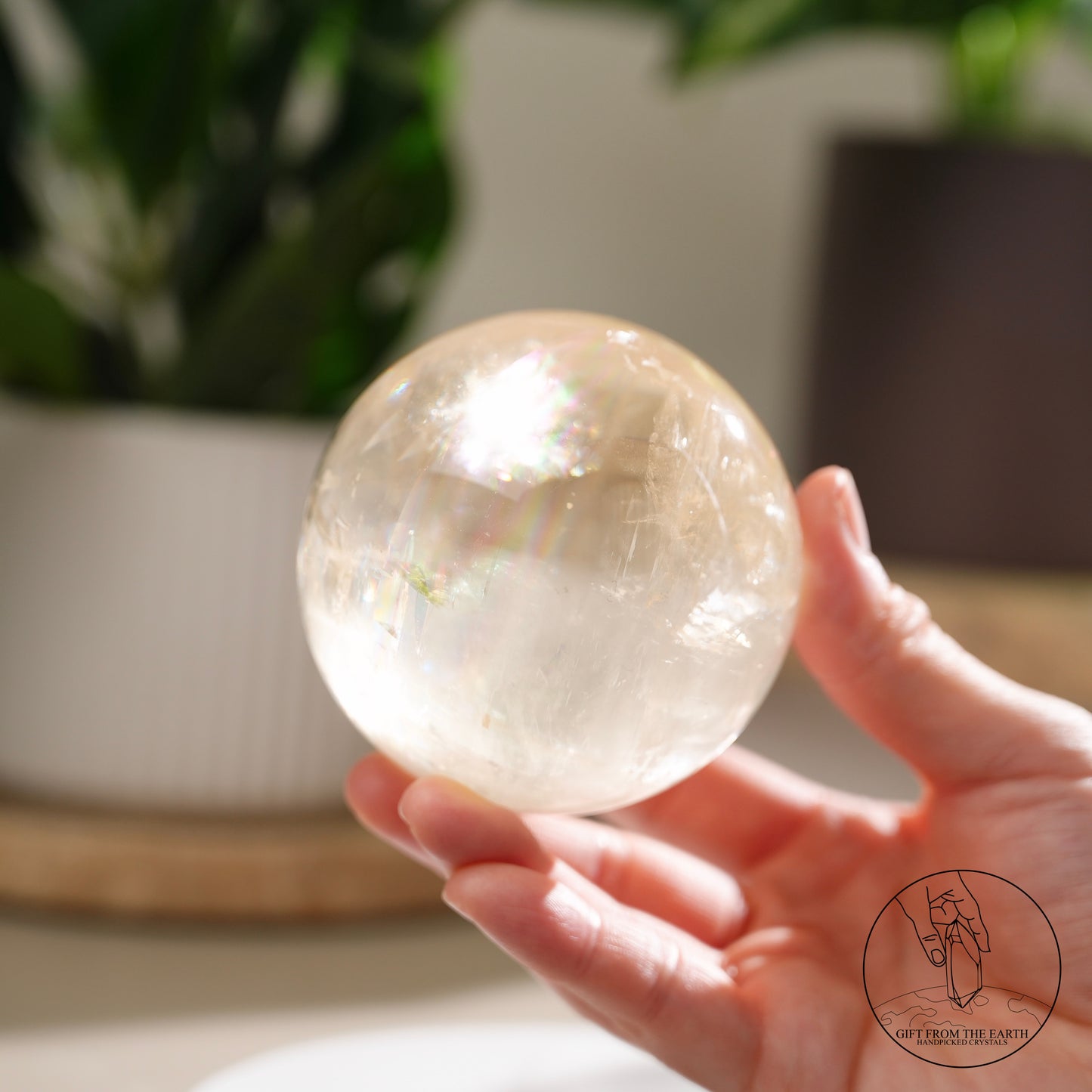 彩虹黃方解石球