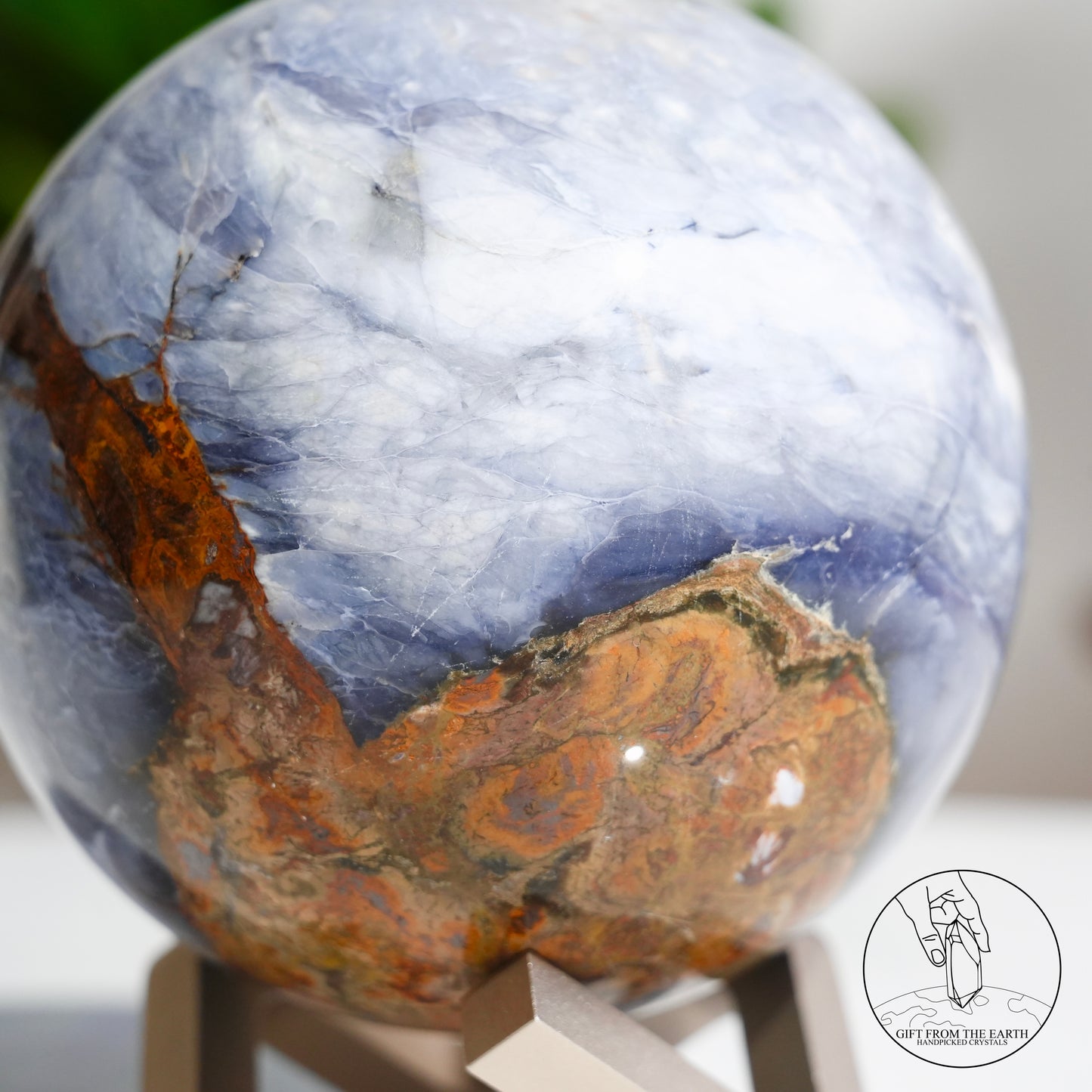 Blue petrified wood sphere