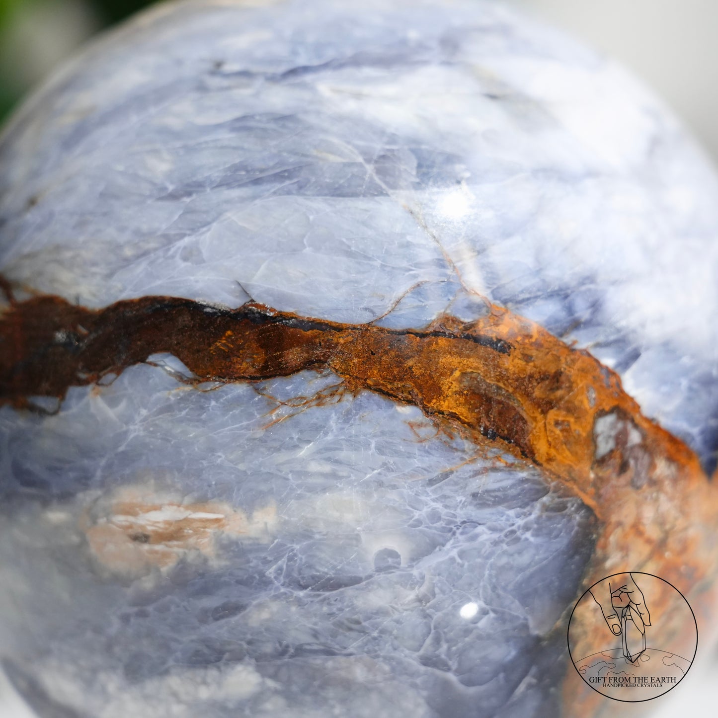 Blue petrified wood sphere