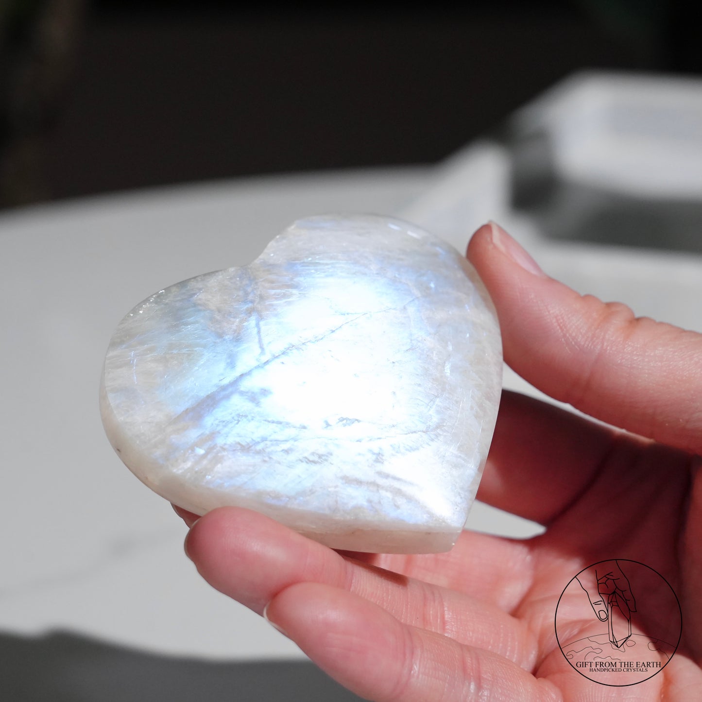 Sri Lankan white moonstone heart