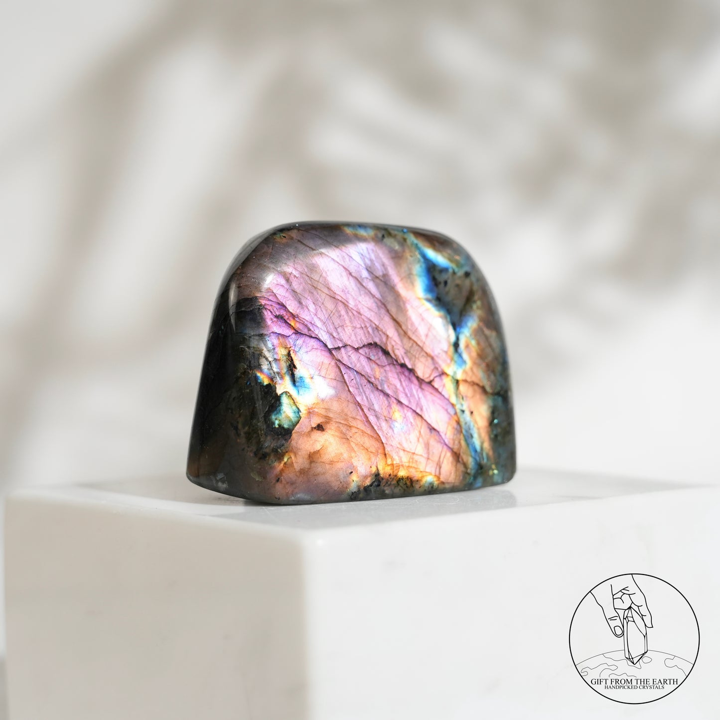 Double-sided flash purple-yellow labradorite