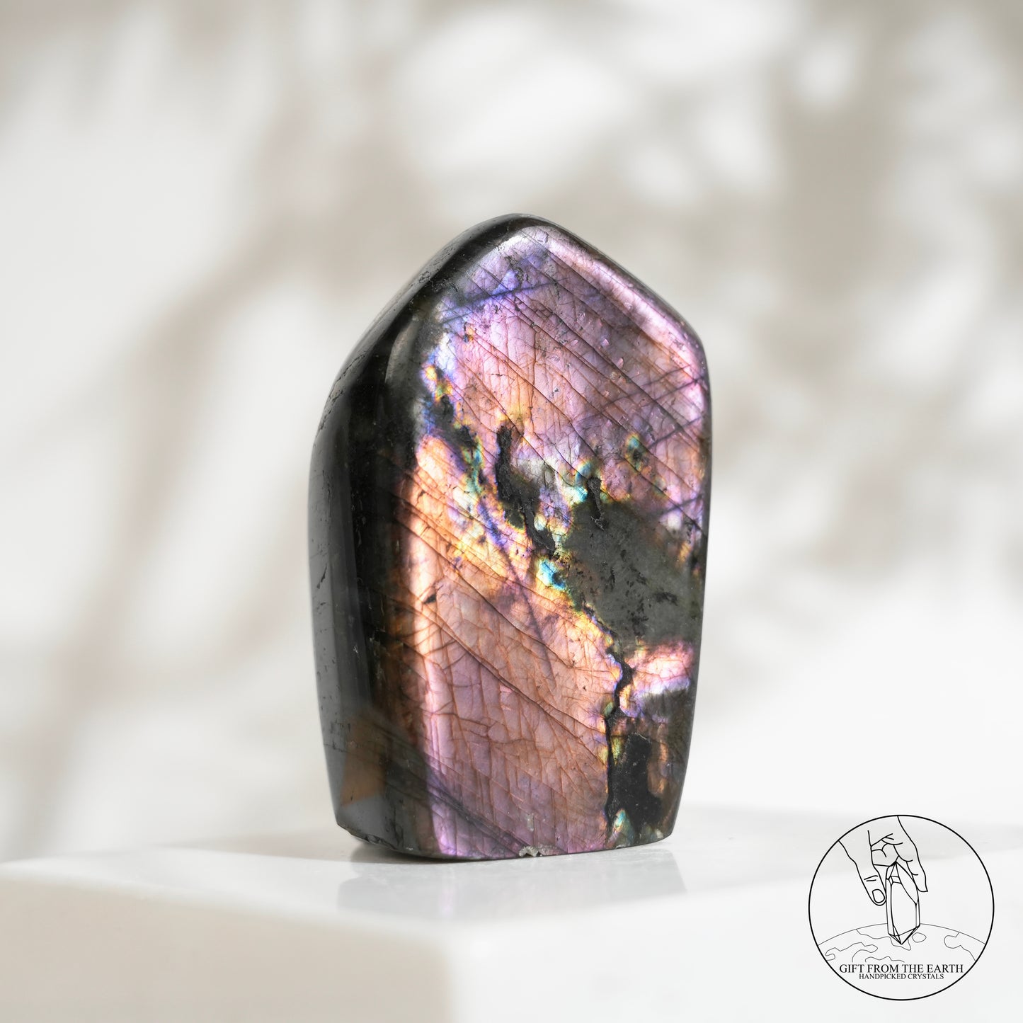 Double-sided flash purple-yellow labradorite