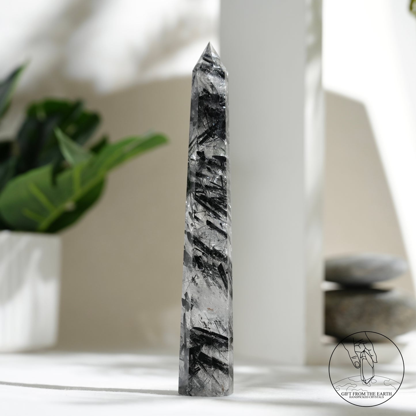 Blue needle quartz sphere