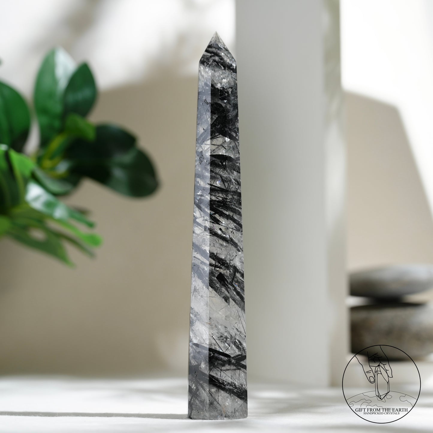 Blue needle quartz sphere