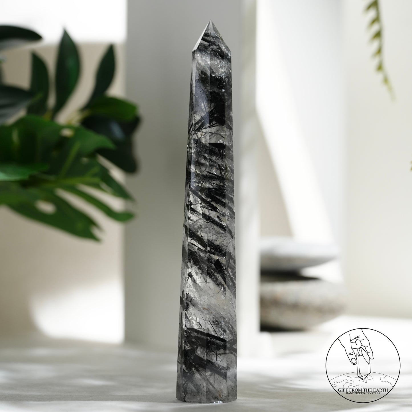 Blue needle quartz sphere