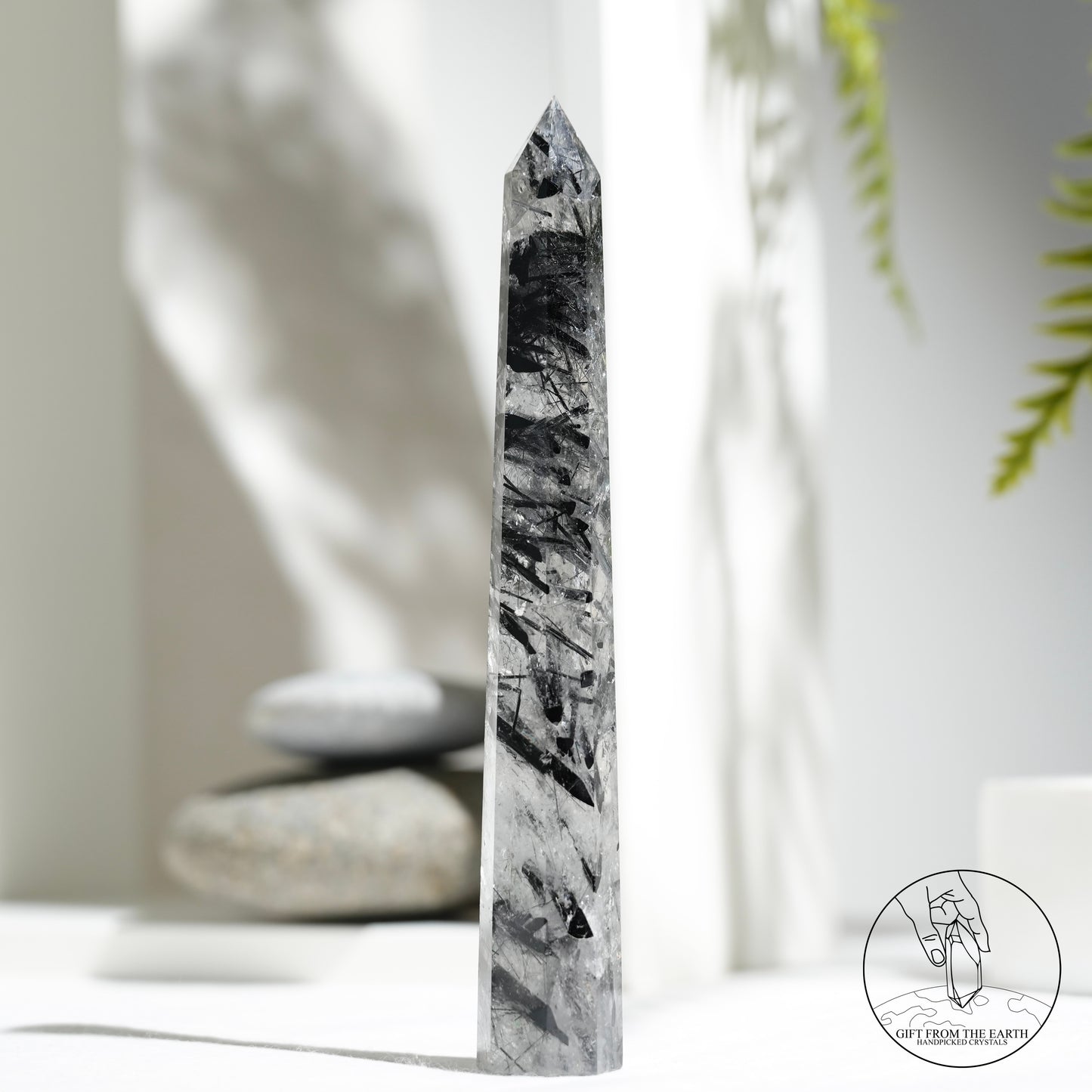 Blue needle quartz sphere