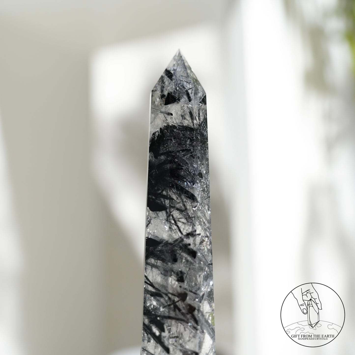 Blue needle quartz sphere