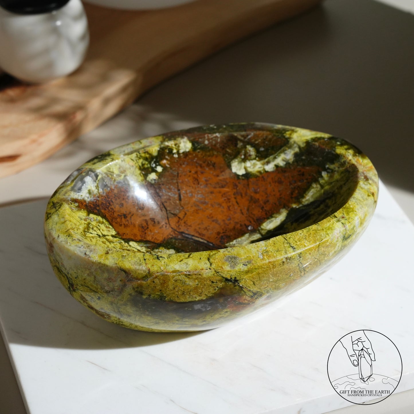 Green opal bowl