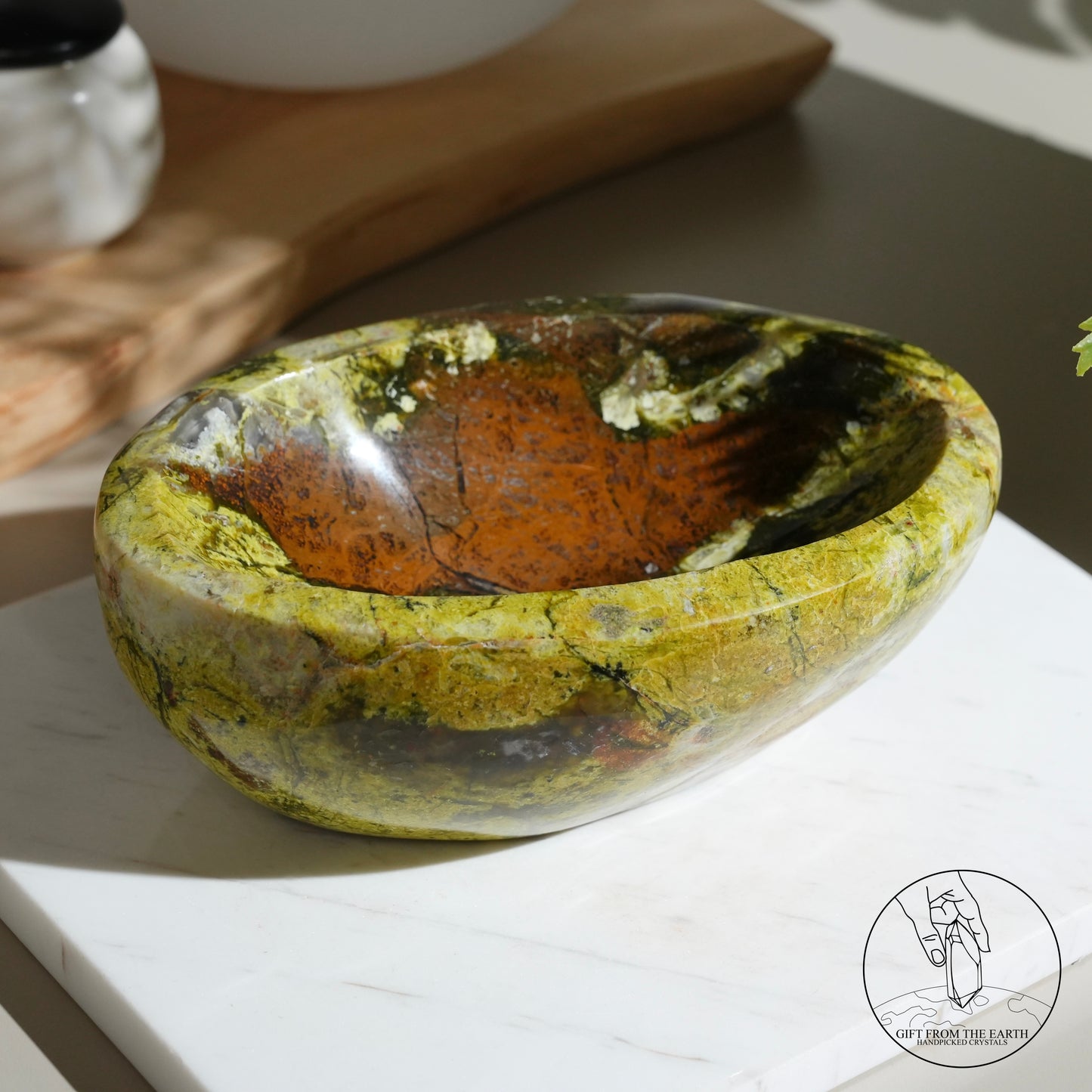 Green opal bowl