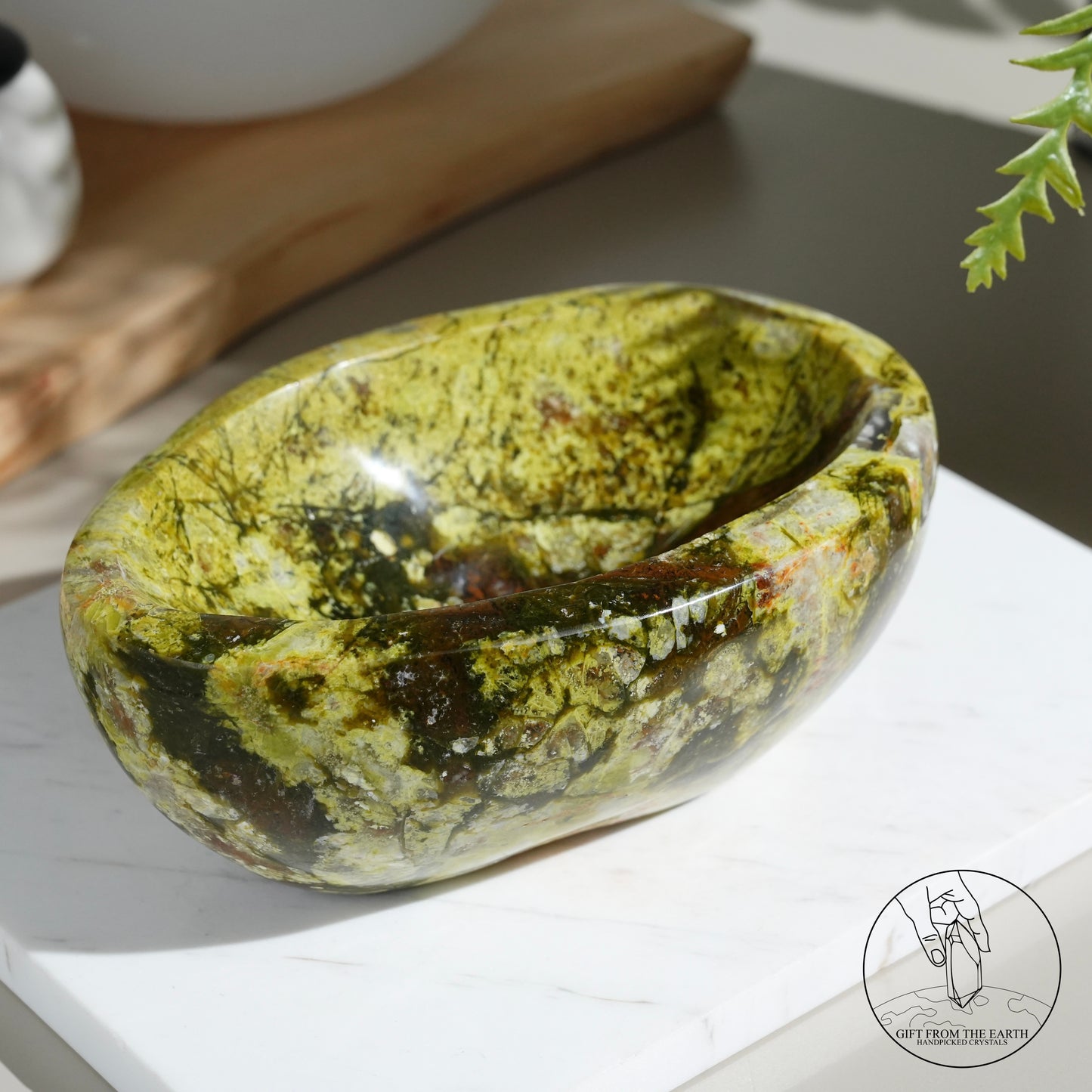 Green opal bowl