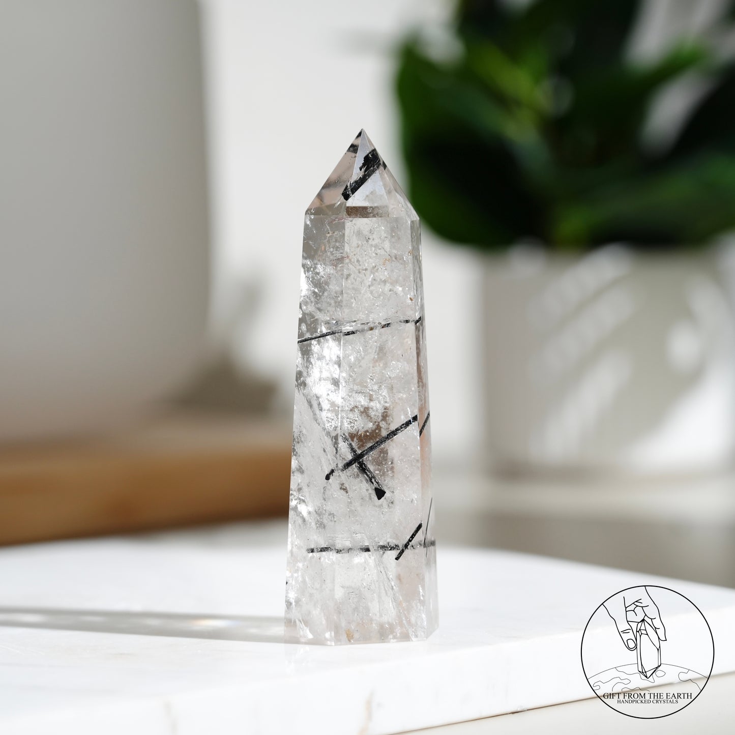 Blue needle quartz sphere