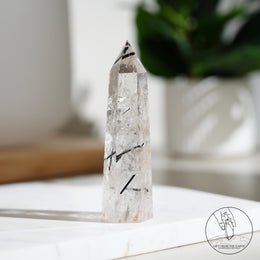 Clear Quartz Tower Black Tourmalinewith