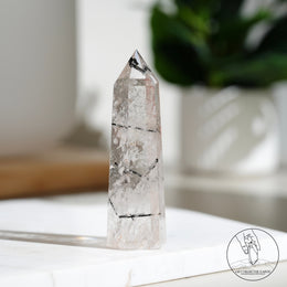 Clear Quartz Tower Black Tourmalinewith