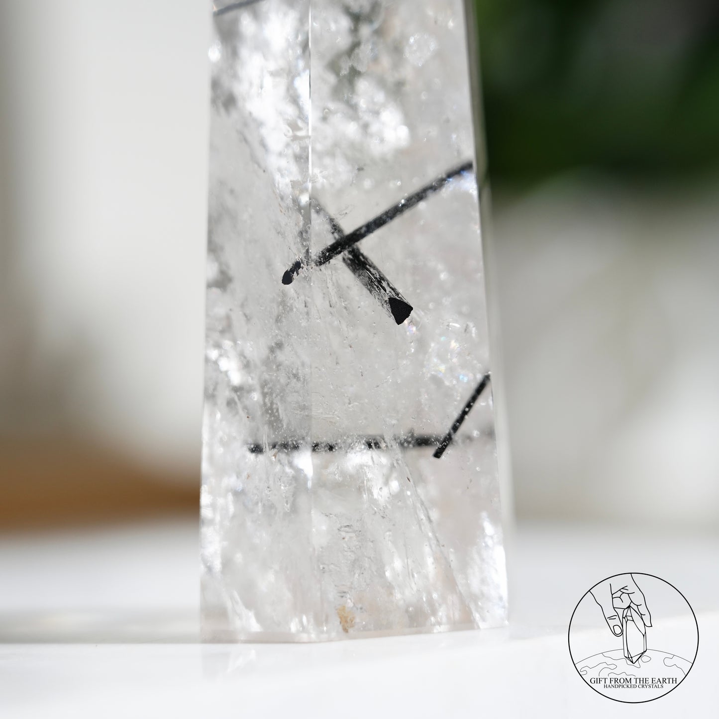 Blue needle quartz sphere