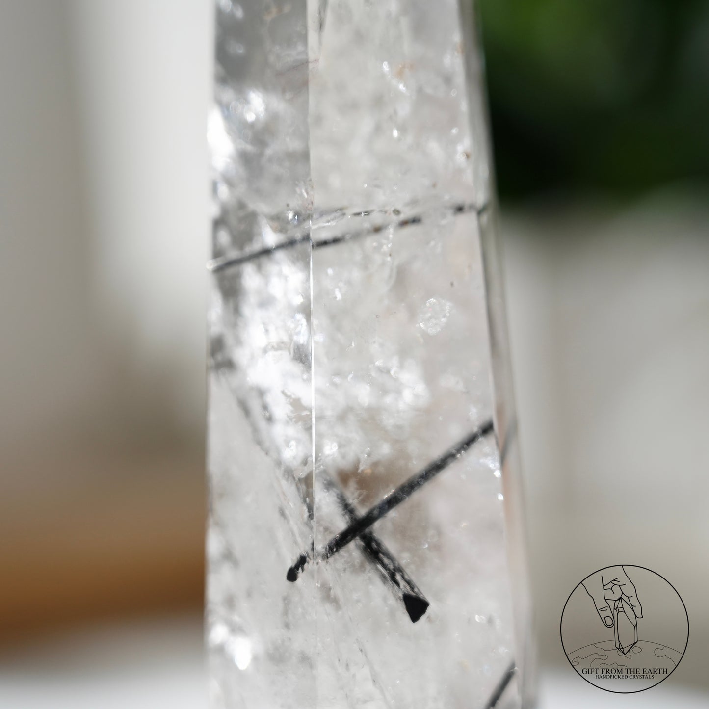 Blue needle quartz sphere