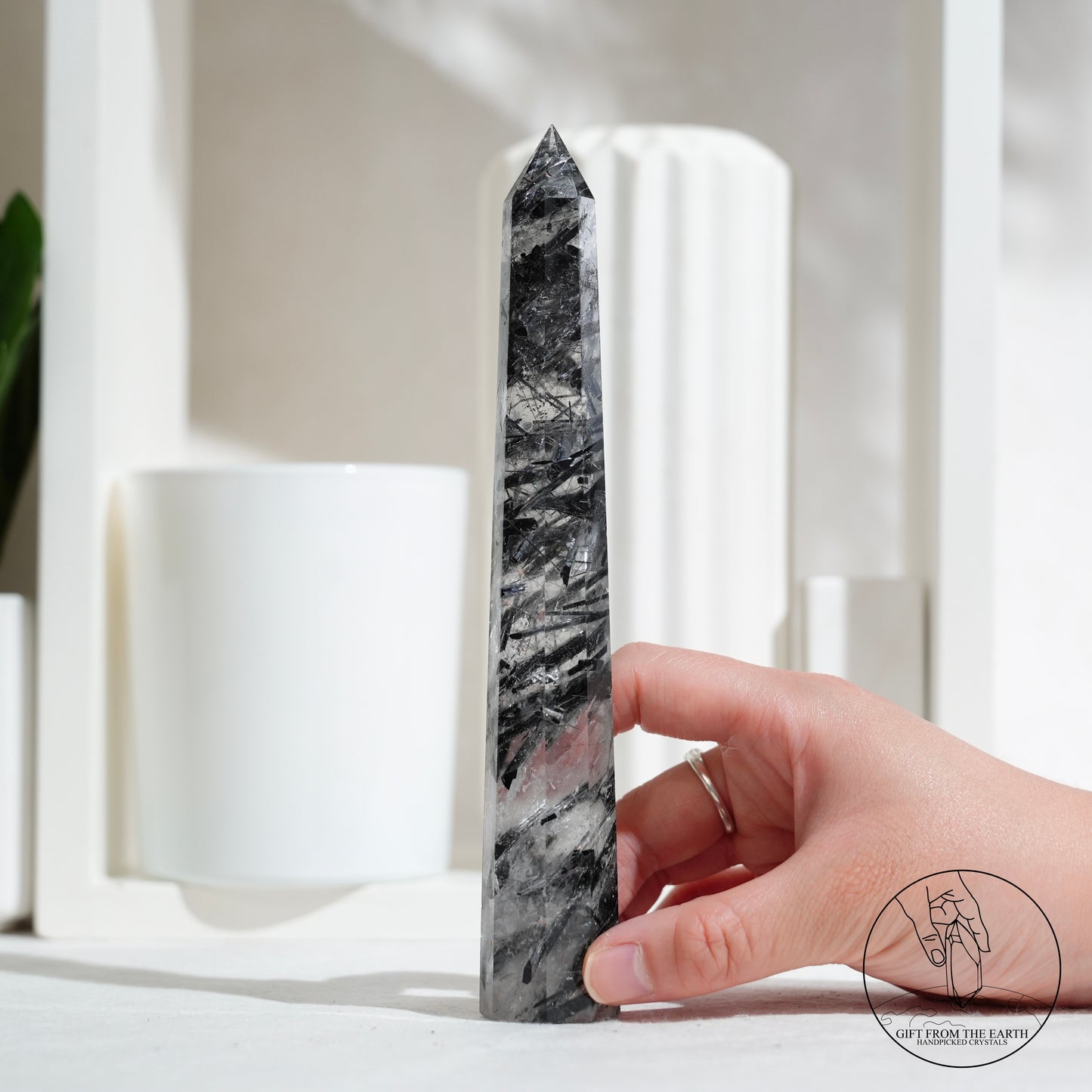 Blue needle quartz sphere