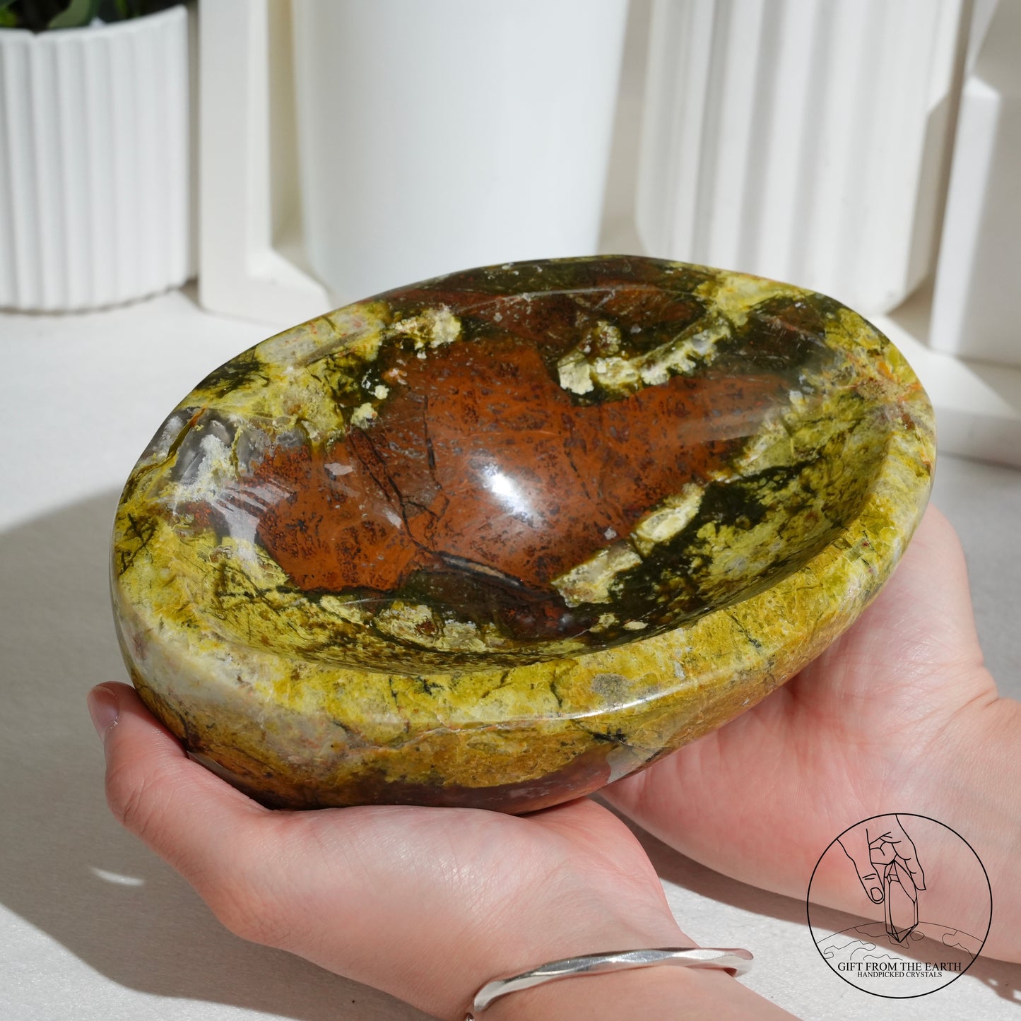Green opal bowl