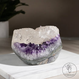 紫水晶簇白方解石共生（二次結晶）