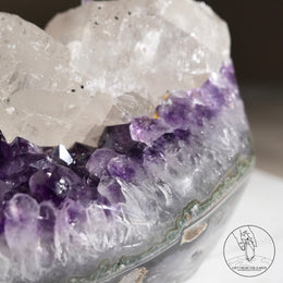 紫水晶簇白方解石共生（二次結晶）