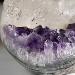 紫水晶簇白方解石共生（二次結晶）