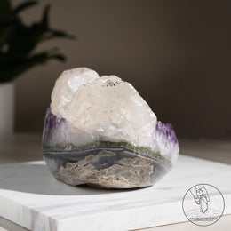 紫水晶簇白方解石共生（二次結晶）