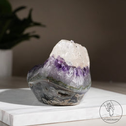 紫水晶簇白方解石共生（二次結晶）