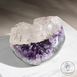 紫水晶簇白方解石共生（二次結晶）