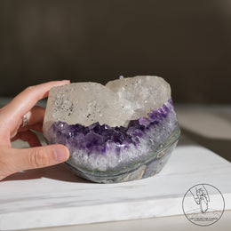 紫水晶簇白方解石共生（二次結晶）