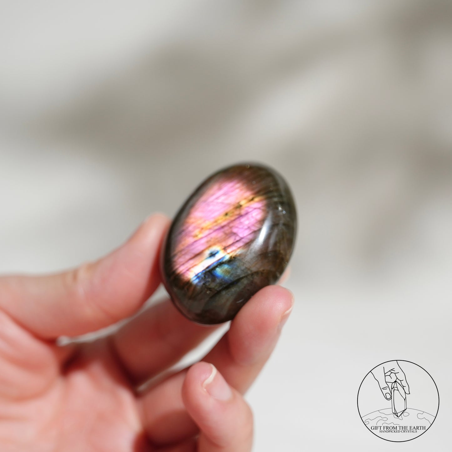 Double-sided flash purple-yellow labradorite