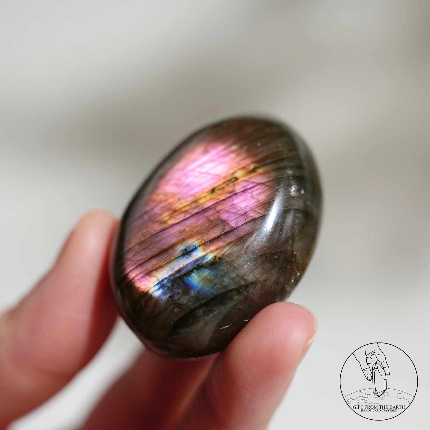 Double-sided flash purple-yellow labradorite