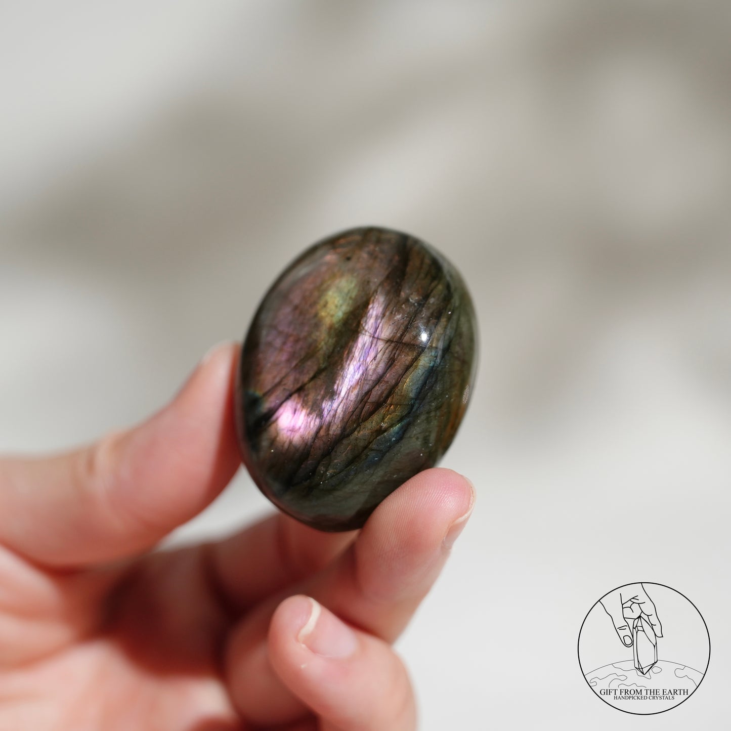 Double-sided flash purple-yellow labradorite