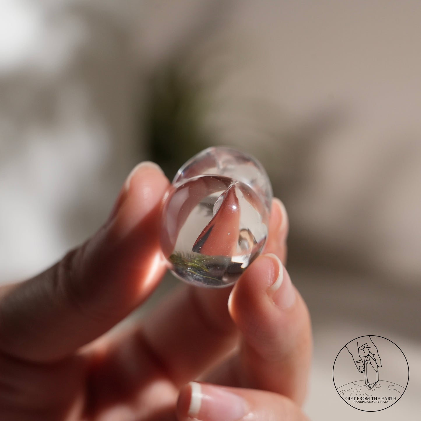 Rainbow clear quartz heart