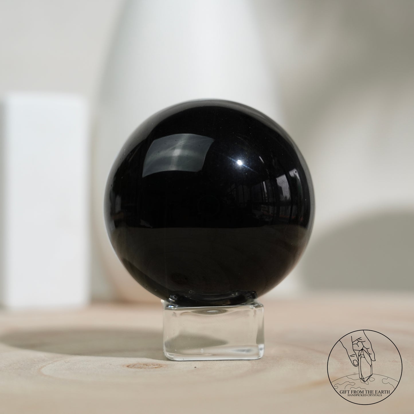 Silver sheen obsidian sphere
