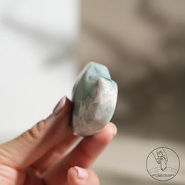 玉化綠櫻花瑪瑙心