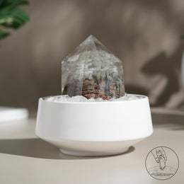 半打磨千層綠幽靈水晶柱