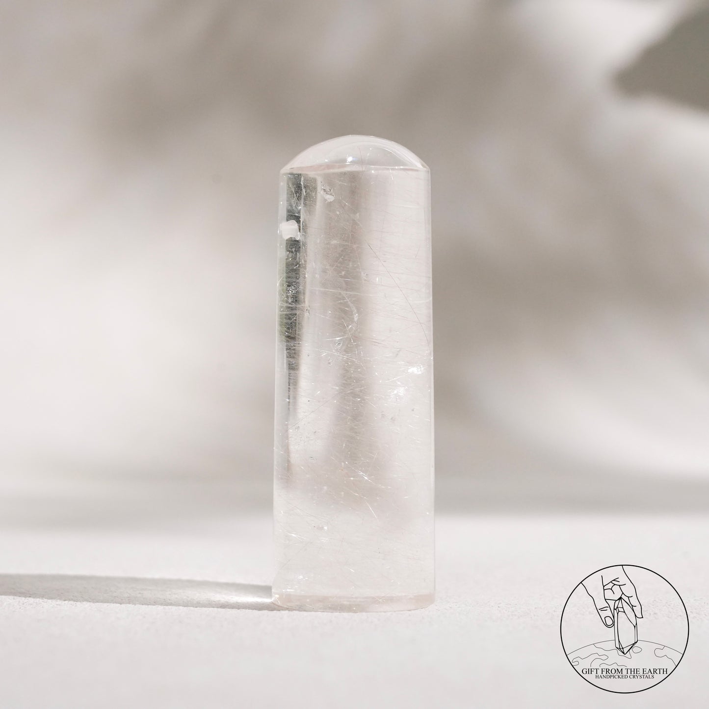 Silver rutilated quartz point
