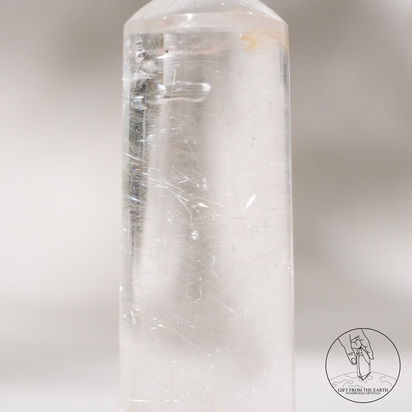 Silver rutilated quartz point