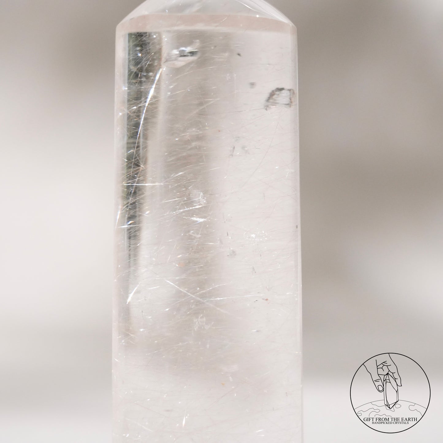 Silver rutilated quartz point