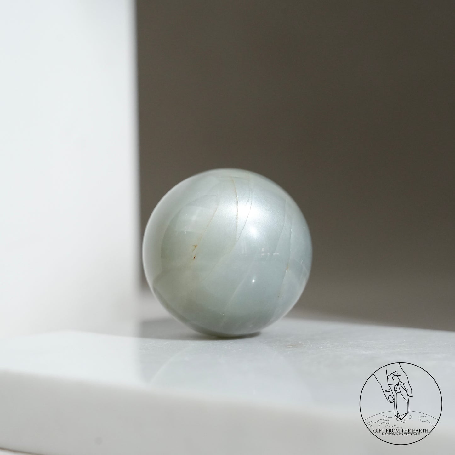 Tanzanian green moonstone sphere